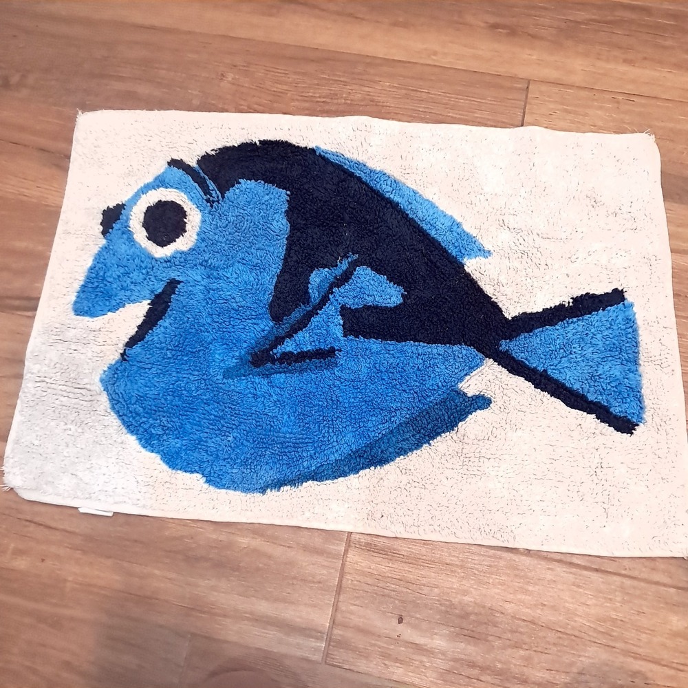 Disney Pixar Finding Nemo Dory Bath Mat rug fish Jay Franco blue white cotton